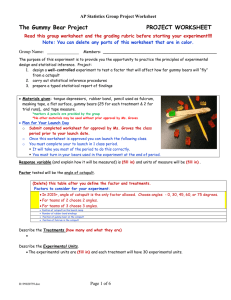 The Gummy Bear Project PROJECT WORKSHEET AP Statistics Group Project Worksheet