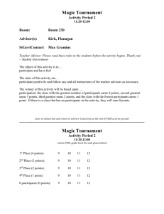 Magic Tournament  Activity Period 2 Room: