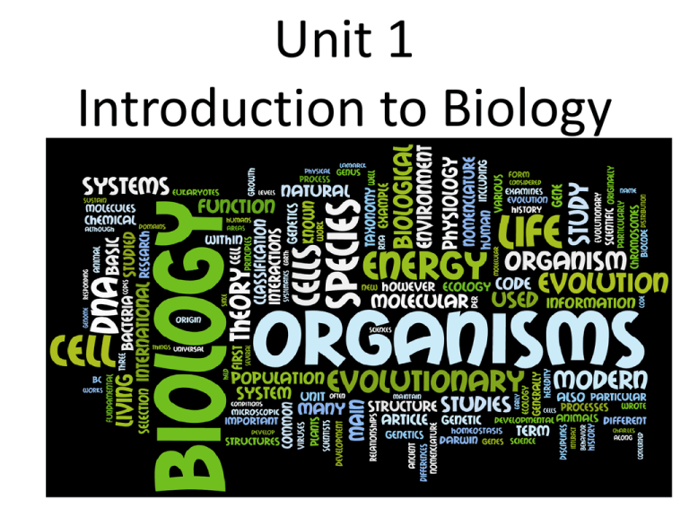 Unit 1 Introduction To Biology