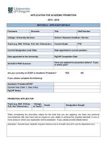 APPLICATION FOR ACADEMIC PROMOTION 2015 - 2016