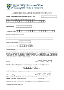 APPLICATION FOR A BUSINESS EXPENSES ADVANCE