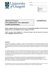 Research Passport Pre-employment / Pre- placement health questionnaire