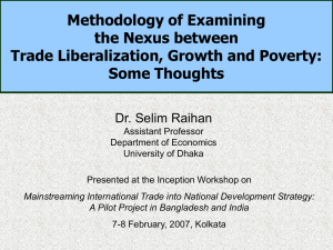 Methodology of Examining the Nexus between Trade Liberalization, Growth and Poverty: Some Thoughts