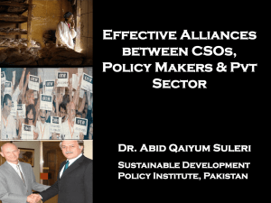 Effective Alliances between CSOs, Policy Makers &amp; Pvt Sector