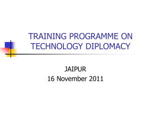 TRAINING PROGRAMME ON TECHNOLOGY DIPLOMACY JAIPUR 16 November 2011