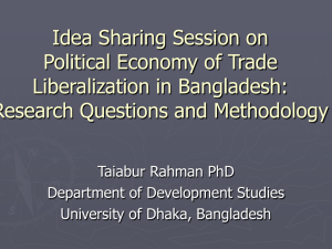Idea Sharing Session on Political Economy of Trade Liberalization in Bangladesh: