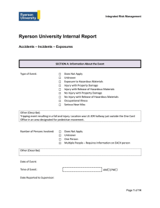 Ryerson University Internal Report – Incidents – Exposures Accidents