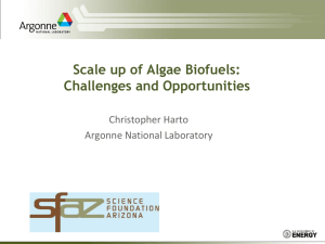 Scale up of Algae Biofuels: Challenges and Opportunities Christopher Harto Argonne National Laboratory