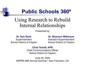 Public Schools 360º Using Research to Rebuild Internal Relationships