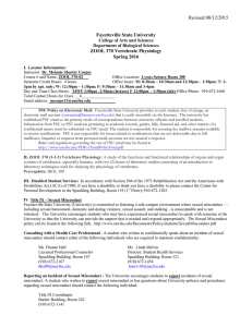 Revised 08/12/2015 Fayetteville State University ZOOL 370 Vertebrate Physiology