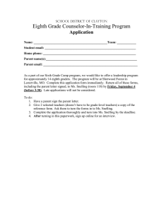 Eighth Grade Counselor-In-Training Program Application