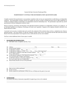 INDEPENDENT CONTRACTOR DETERMINATION QUESTIONNAIRE