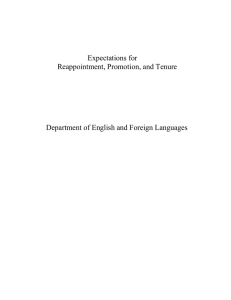 Expectations for Reappointment, Promotion, and Tenure  Department of English and Foreign Languages
