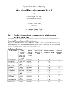 Fayetteville State University Operational Plan and Assessment Record For Performing &amp; Fine Arts