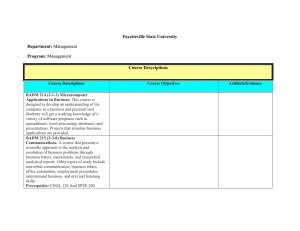 Fayetteville State University Department: Program: Course Descriptions