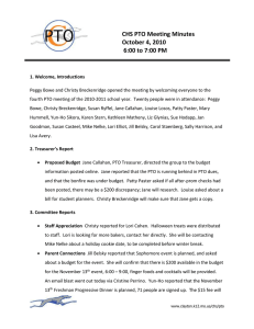 CHS PTO Meeting Minutes October 4, 2010 6:00 to 7:00 PM