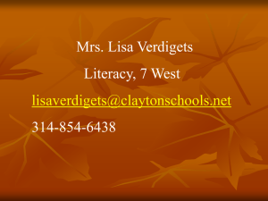 Mrs. Lisa Verdigets Literacy, 7 West 314-854-6438