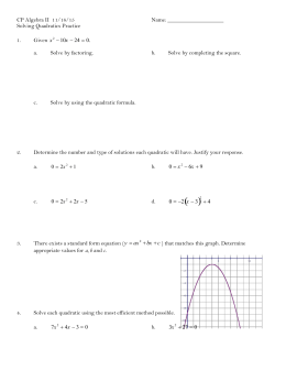 Algebra Review Worksheet on Quadratics