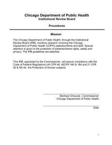 Chicago Department of Public Health Institutional Review Board  Procedures