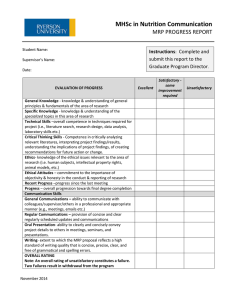 MHSc in Nutrition Communication MRP PROGRESS REPORT Instructions
