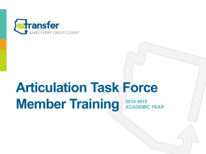 Articulation Task Force Member Training 2014-2015 ACADEMIC YEAR
