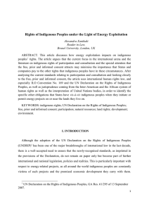 Rights of Indigenous Peoples under the Light of Energy Exploitation