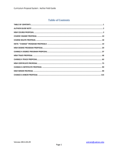 Table of Contents Curriculum Proposal System:  Author Field Guide