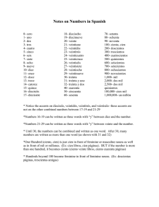 Notes on Numbers in Spanish