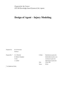 Design of Agent – Injury Modeling Prepared for the Course: