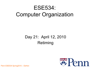 ESE534: Computer Organization Day 21:  April 12, 2010 Retiming