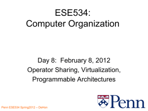 ESE534: Computer Organization Day 8:  February 8, 2012 Operator Sharing, Virtualization,