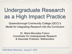 Undergraduate Research as a High Impact Practice Queensborough Community College (QCC)