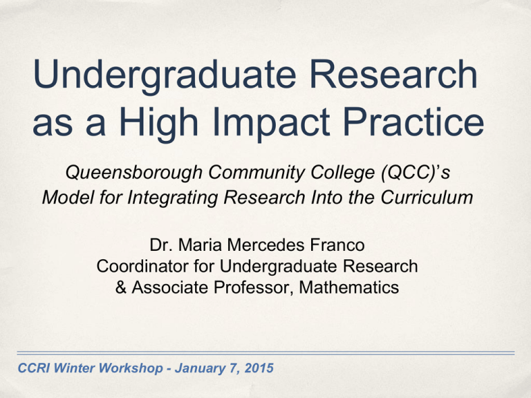 undergraduate research high impact practice
