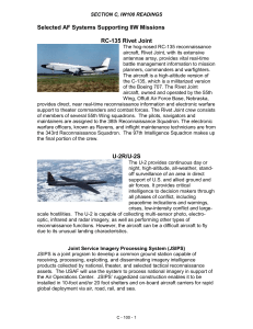 Selected AF Systems Supporting IIW Missions  RC-135 Rivet Joint