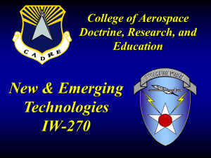 New &amp; Emerging Technologies IW-270 College of Aerospace