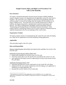 Life Cycle Security Sample Generic Policy and High Level Procedures for