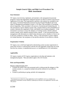 Risk Assessment Sample Generic Policy and High Level Procedures for