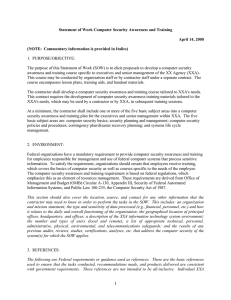 Statement of Work Computer Security Awareness and Training April 14, 2000