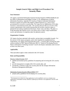 Security Plans Sample Generic Policy and High Level Procedures for