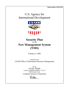 U.S. Agency for International Development Security Plan New Management System