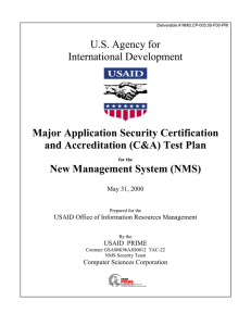 U.S. Agency for International Development Major Application Security Certification