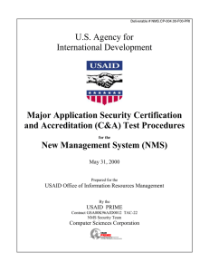 U.S. Agency for International Development Major Application Security Certification