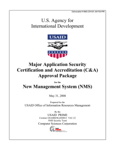 U.S. Agency for International Development  Major Application Security