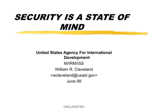 SECURITY IS A STATE OF MIND United States Agency For International Development