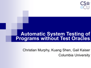 Automatic System Testing of Programs without Test Oracles Columbia University