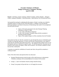 Executive Summary of Minutes Budget &amp; Resource Committee Meeting April 29, 2008