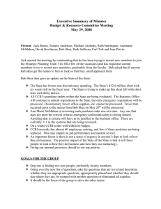 Executive Summary of Minutes Budget &amp; Resource Committee Meeting May 29, 2008