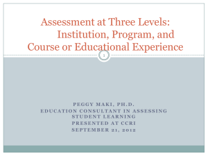 Assessment at Three Levels: Institution, Program, and Course or Educational Experience