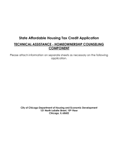 State Affordable Housing Tax Credit Application TECHNICAL ASSISTANCE - HOMEOWNERSHIP COUNSELING COMPONENT