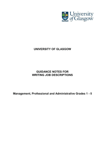 UNIVERSITY OF GLASGOW GUIDANCE NOTES FOR WRITING JOB DESCRIPTIONS